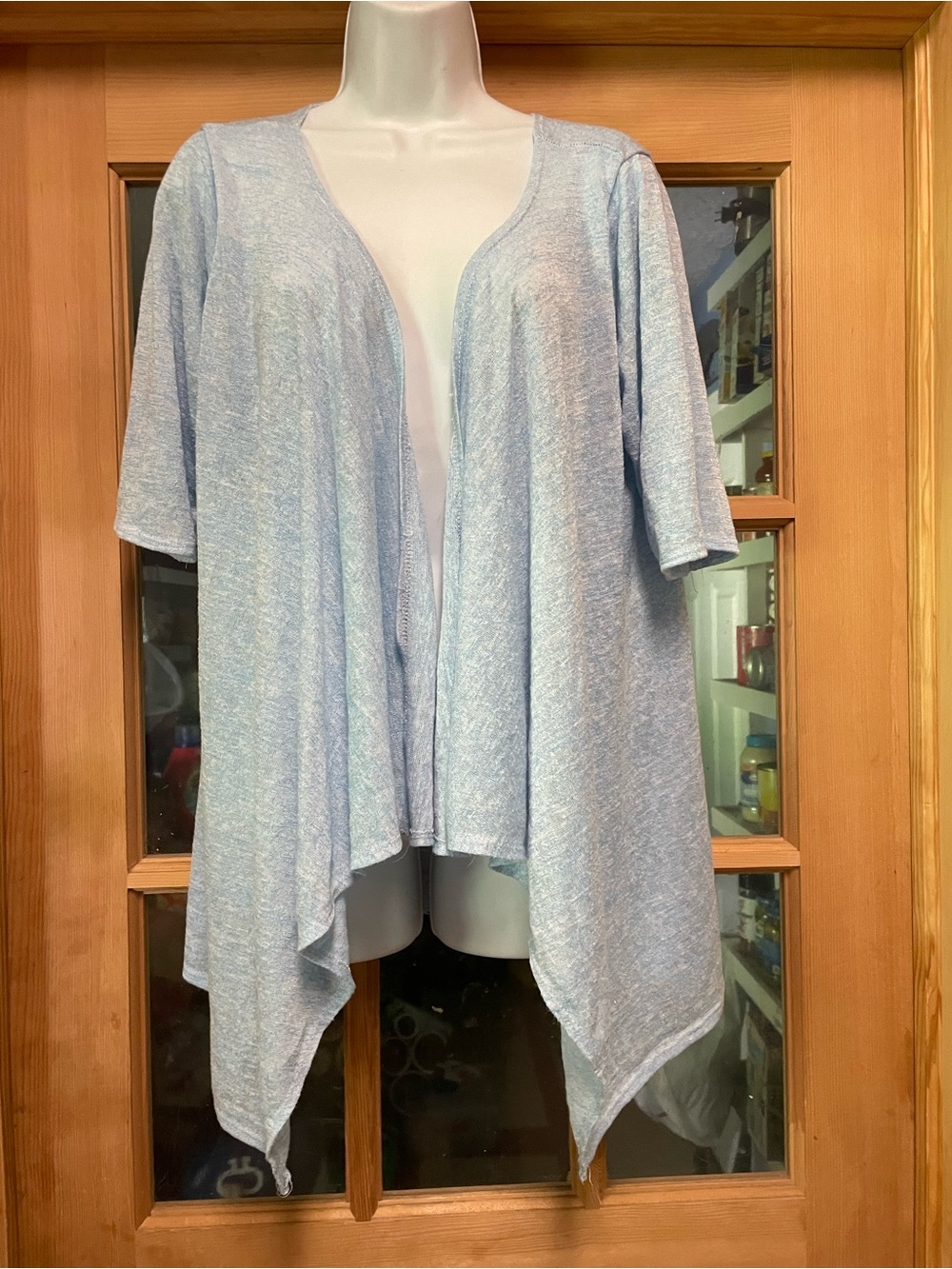 Velocity Light Blue Open Front Draped Cardigan